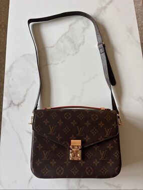 OTHER ✨ Brown Monogram Crossbody with Red Trim and Gold Hardware